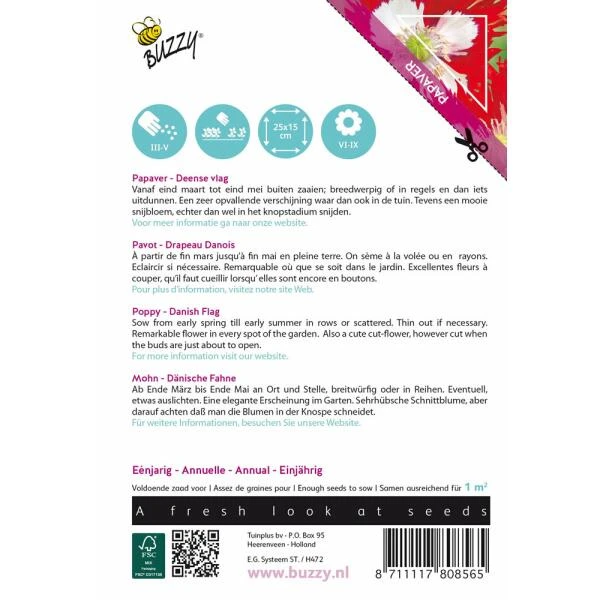 Klaproos Deense Vlag - Papaver Somniferum 2 Klaproos Deense Vlag - Papaver Somniferum - Afbeelding 2