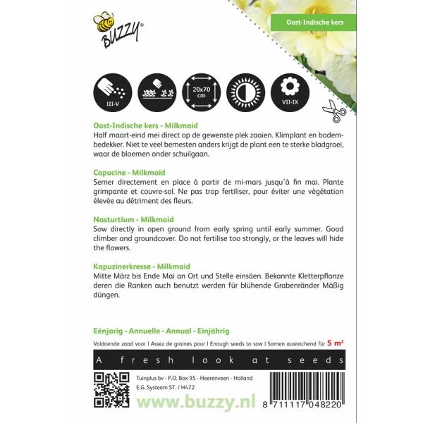 Oost Indische Kers Milkmaid 2 Oost Indische Kers Milkmaid - Afbeelding 2